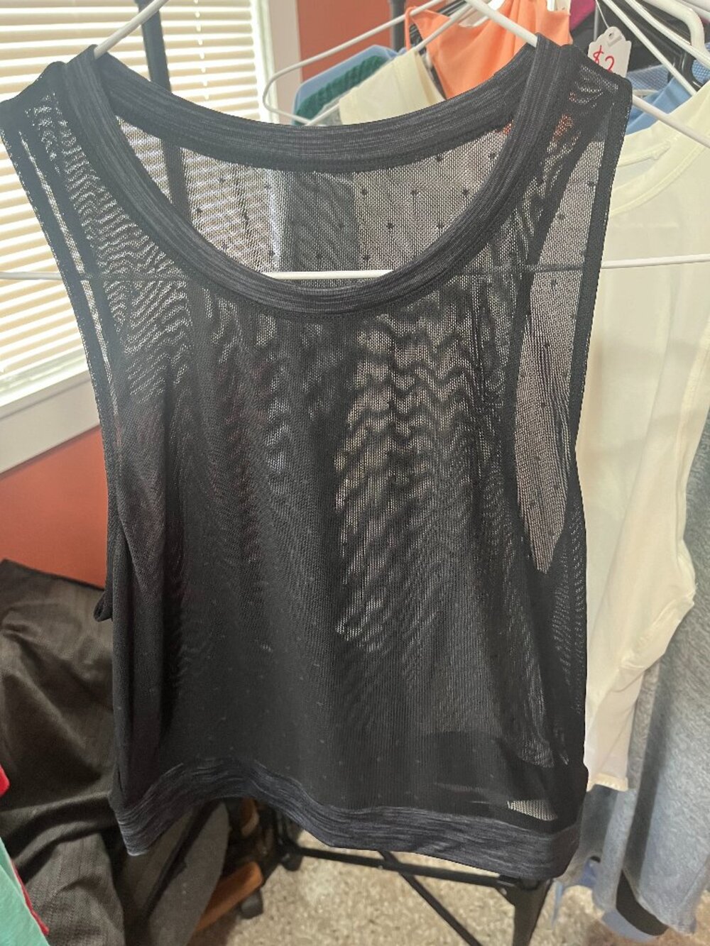 ZYIA Active Black Sheer Mesh Sleeveless Layering Tank NWOT